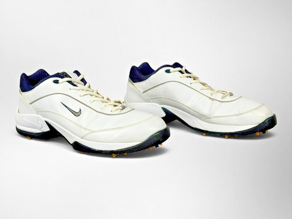 Nike Air Golf Shoes White Navy Leather Softspikes Mens Size 12 New Cleats